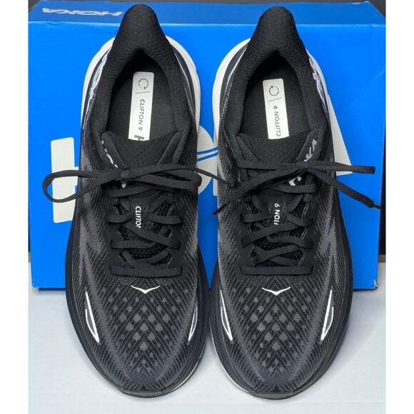 Hoka Shoes Mens 10 Wide (2E) Black Clifton 9 1132210/BWHT NEW Running Comfort - Picture 2 of 9